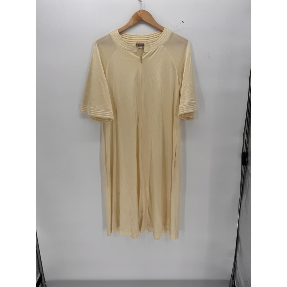 Vintage Vanity Fair Ivory Cream Full Zip Robe Night Gown Medium Satin Made USA